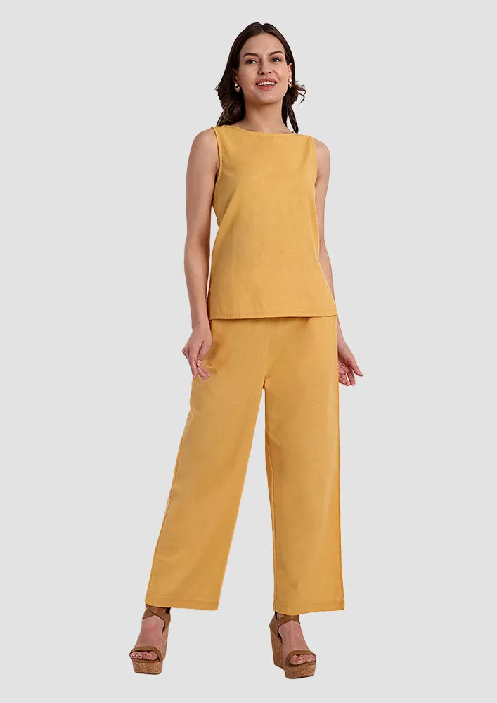 Mustard Sleeveless Top and Pants Co-ord Set