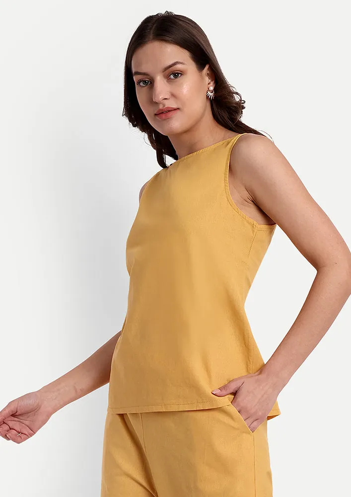 Mustard Sleeveless Top and Pants Co-ord Set