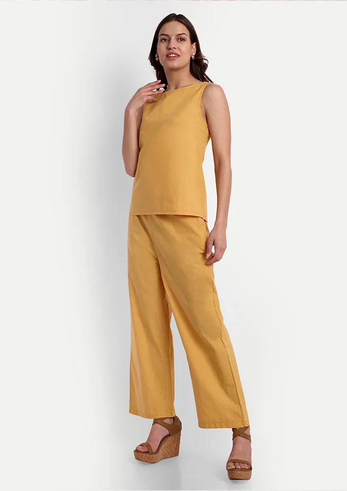 Mustard Sleeveless Top and Pants Co-ord Set
