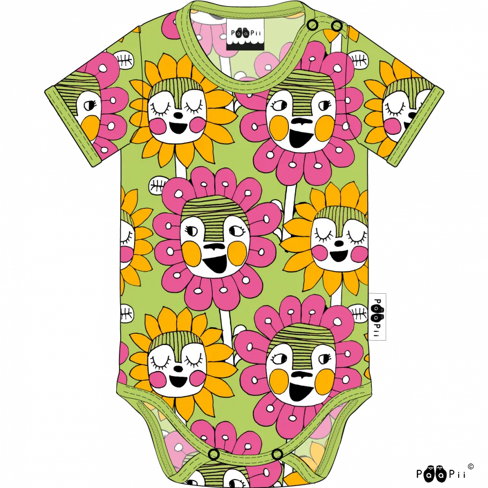 PaaPii Bloomination Bodysuit - Short Sleeve - Apple Green (Last one! 2-4m)