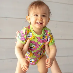 PaaPii Bloomination Bodysuit - Short Sleeve - Apple Green (Last one! 2-4m)