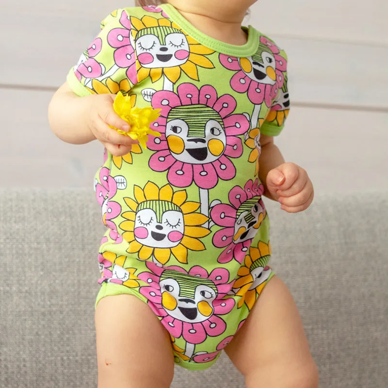 PaaPii Bloomination Bodysuit - Short Sleeve - Apple Green (Last one! 2-4m)