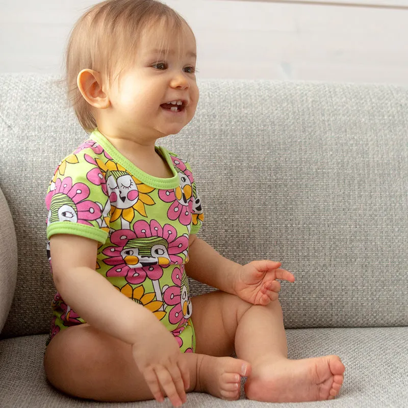 PaaPii Bloomination Bodysuit - Short Sleeve - Apple Green (Last one! 2-4m)