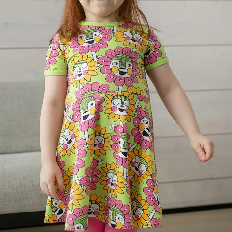 PaaPii Bloomination Twirly Dress - Short Sleeve - Apple Green