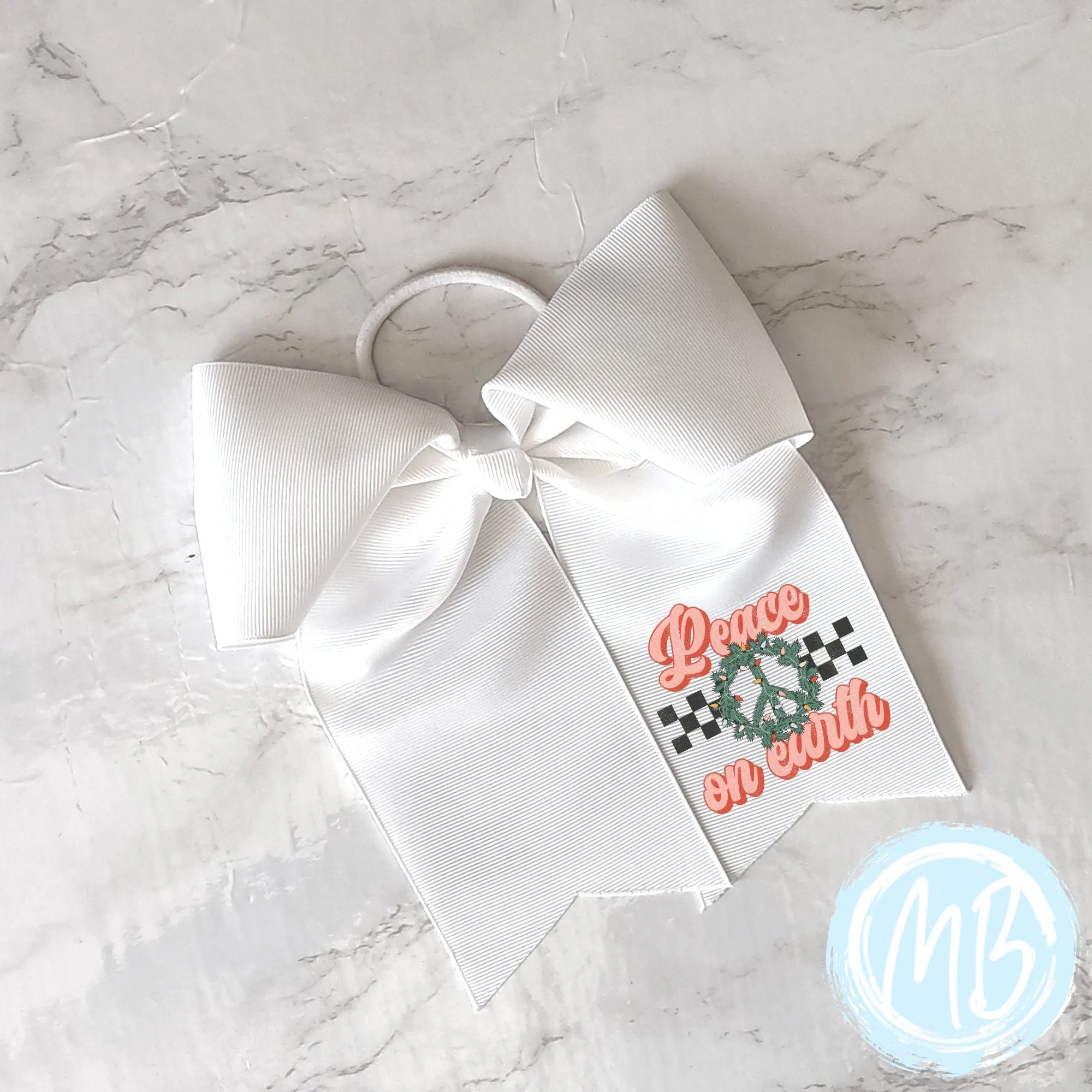 Peace on Earth Bow | Large Bow | Girl's Bow | Holiday | Christmas | Santa |