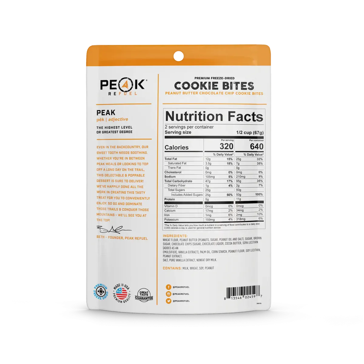 Peak Refuel - Peanut Butter Chocolate Chip Cookie Bites