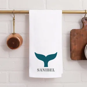 Personalized Whale Tail One Line Text Tea Towel