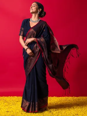 Pure Neelkanth Bronze Jamdani Cotton Saree with Blouse Fabric