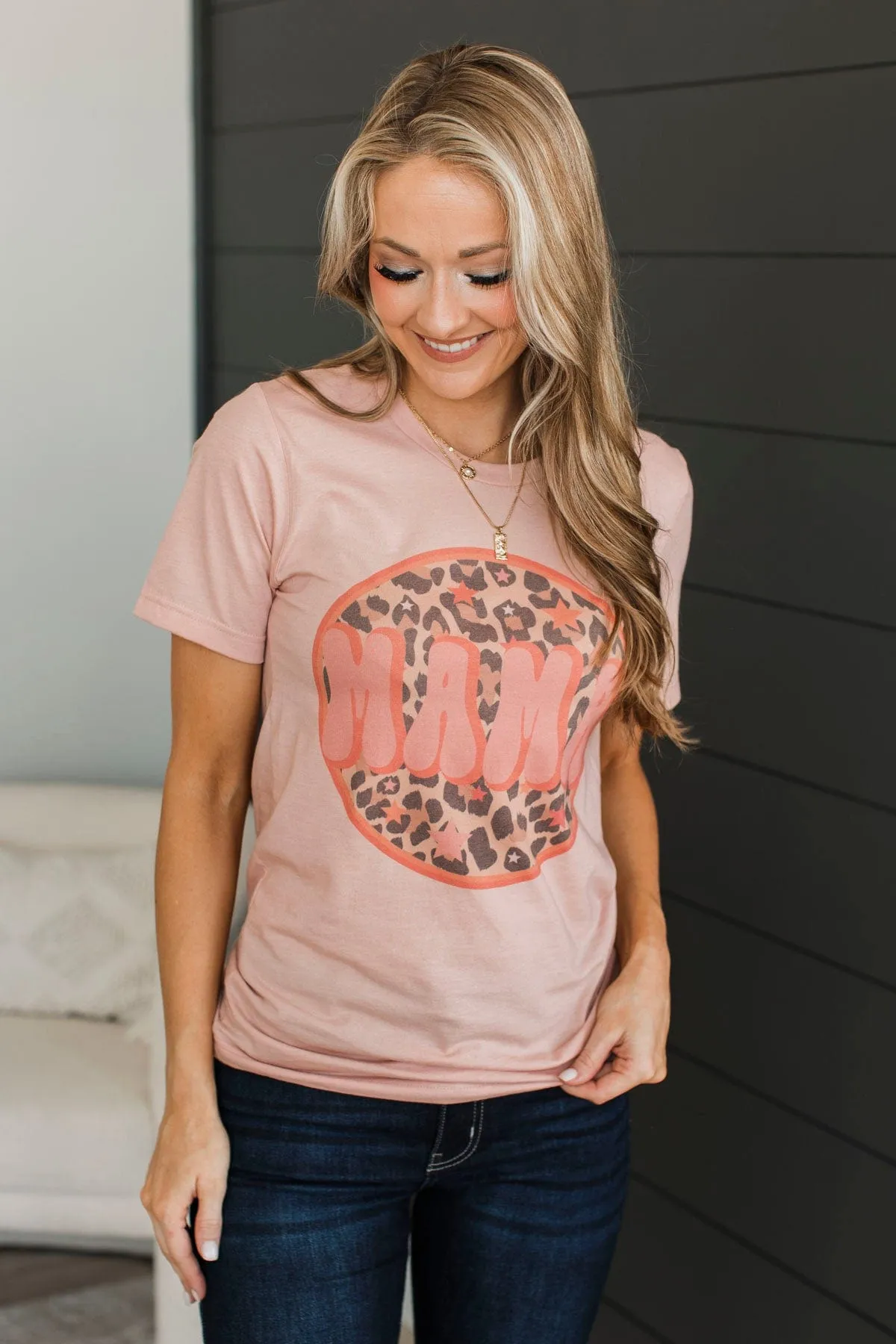 "Mama" Retro Graphic Tee- Dusty Peach