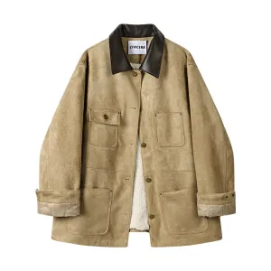 Retro Lambswool Imitation Leather Jacket