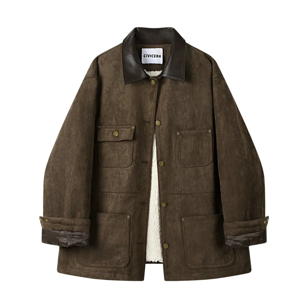 Retro Lambswool Imitation Leather Jacket