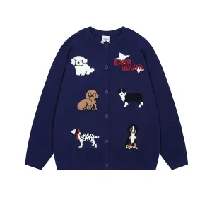 Retro Puppy Jacquard Knit Sweater