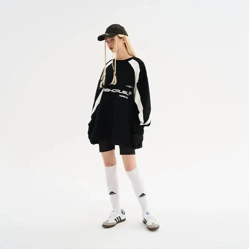 Retro Sports Stitching Sweatshirt