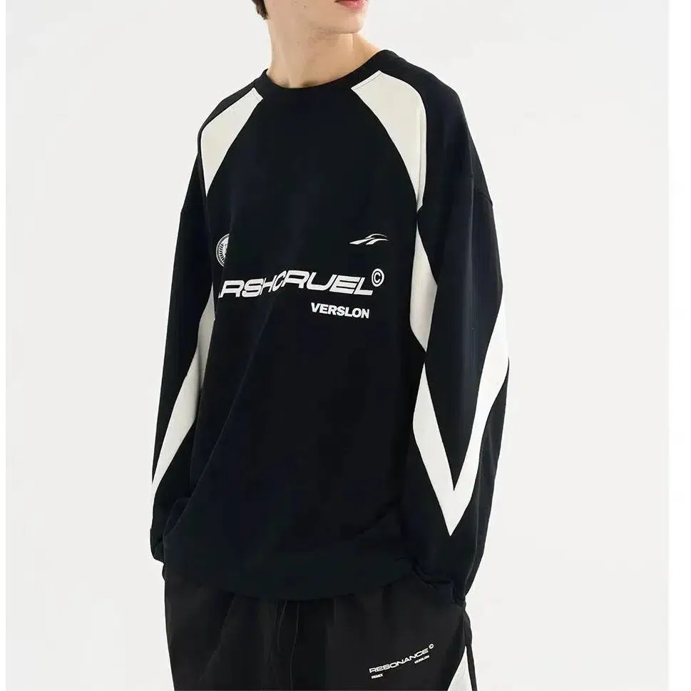 Retro Sports Stitching Sweatshirt