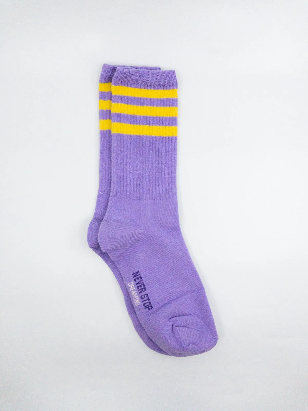 Retro Striped Socks | Lavender w/Gold Stripes | One Size (Big kids & Women)