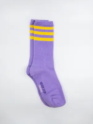 Retro Striped Socks | Lavender w/Gold Stripes | One Size (Big kids & Women)