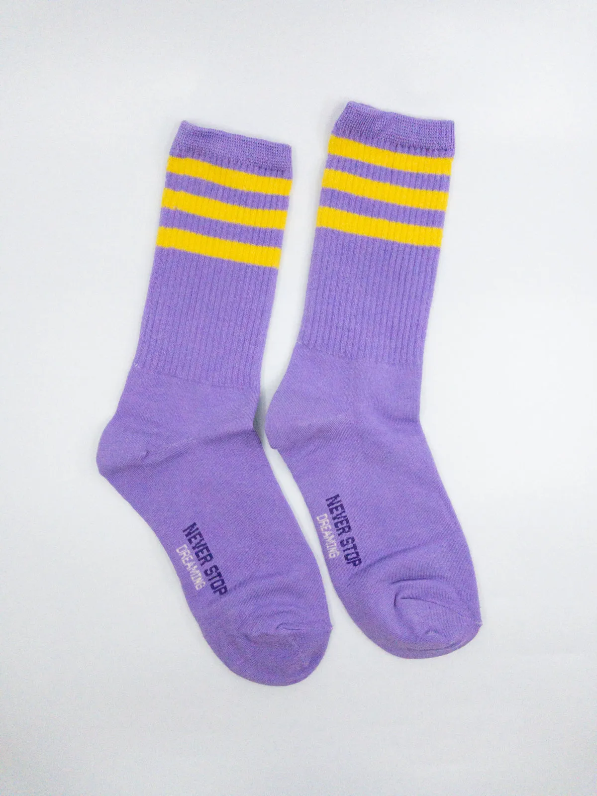 Retro Striped Socks | Lavender w/Gold Stripes | One Size (Big kids & Women)