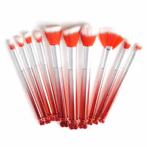 Romantic Red 10 Pcs Makeup Brush Set