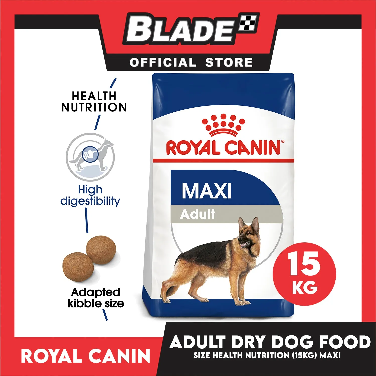 Royal Canin Maxi Adult Dry (15kg) Dog Food - Size Health Nutrition