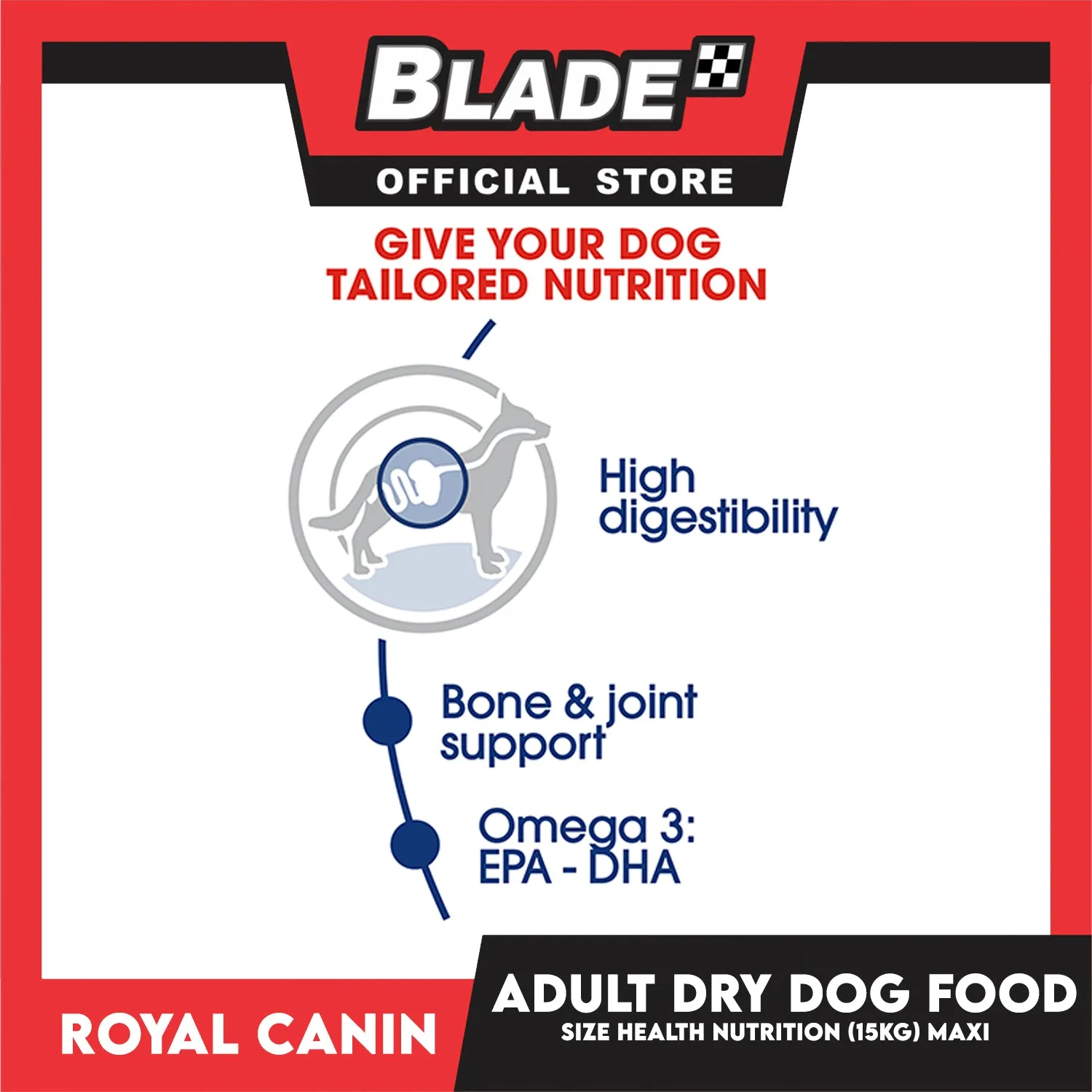 Royal Canin Maxi Adult Dry (15kg) Dog Food - Size Health Nutrition