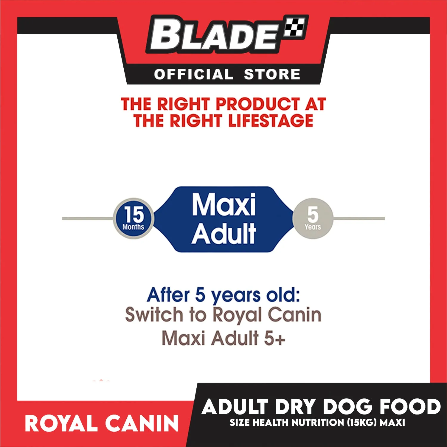 Royal Canin Maxi Adult Dry (15kg) Dog Food - Size Health Nutrition