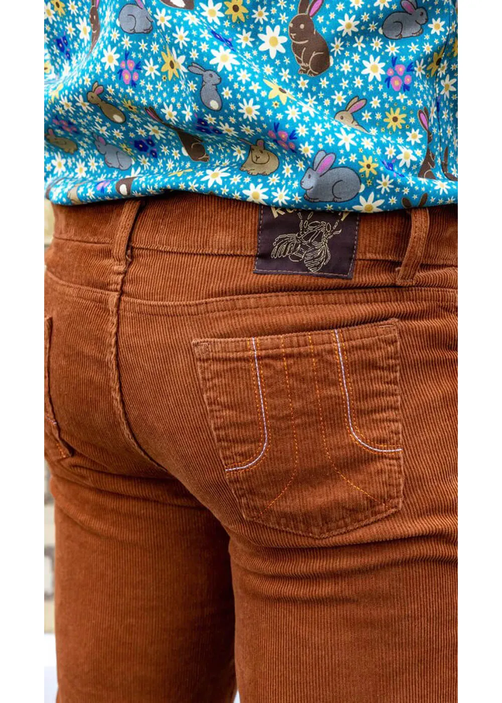 Run & Fly Mens Originals Corduroy Bootcut 70's Flare Trousers Tobacco