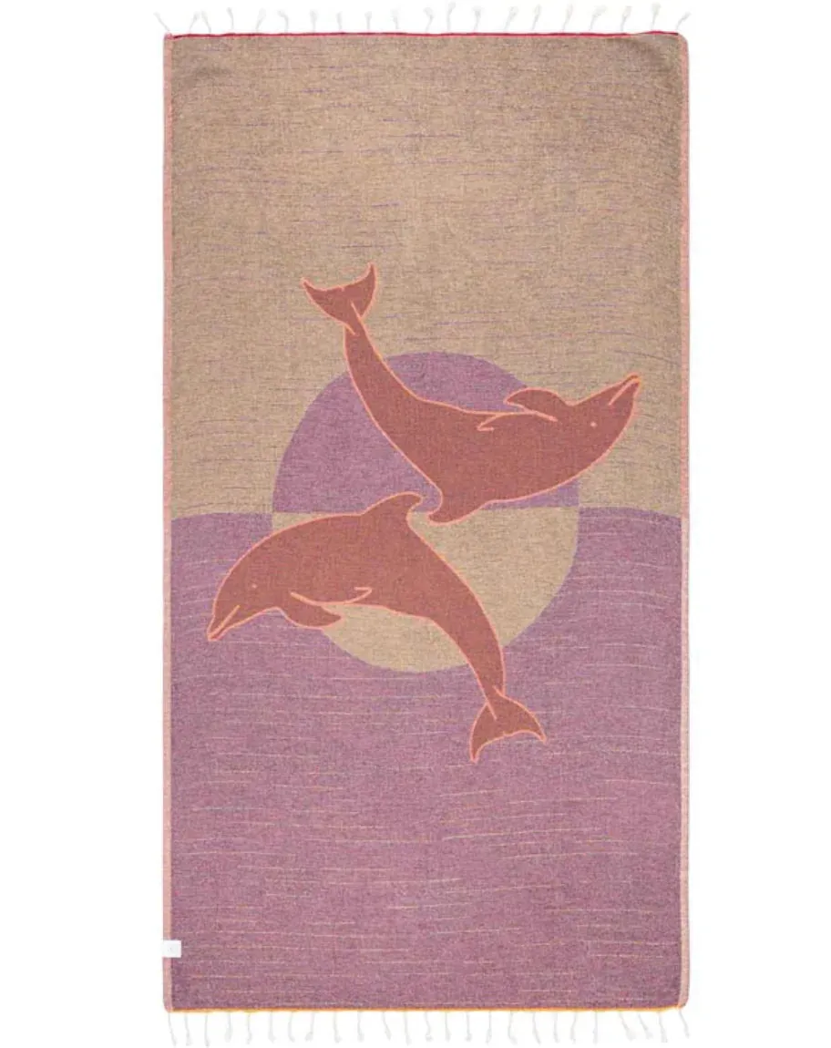 Sand Cloud Sunset Dolphins Beach Towel