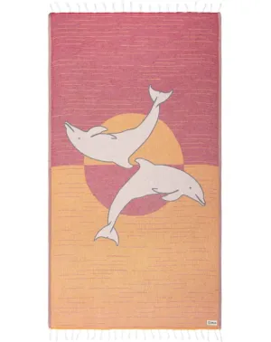 Sand Cloud Sunset Dolphins Beach Towel
