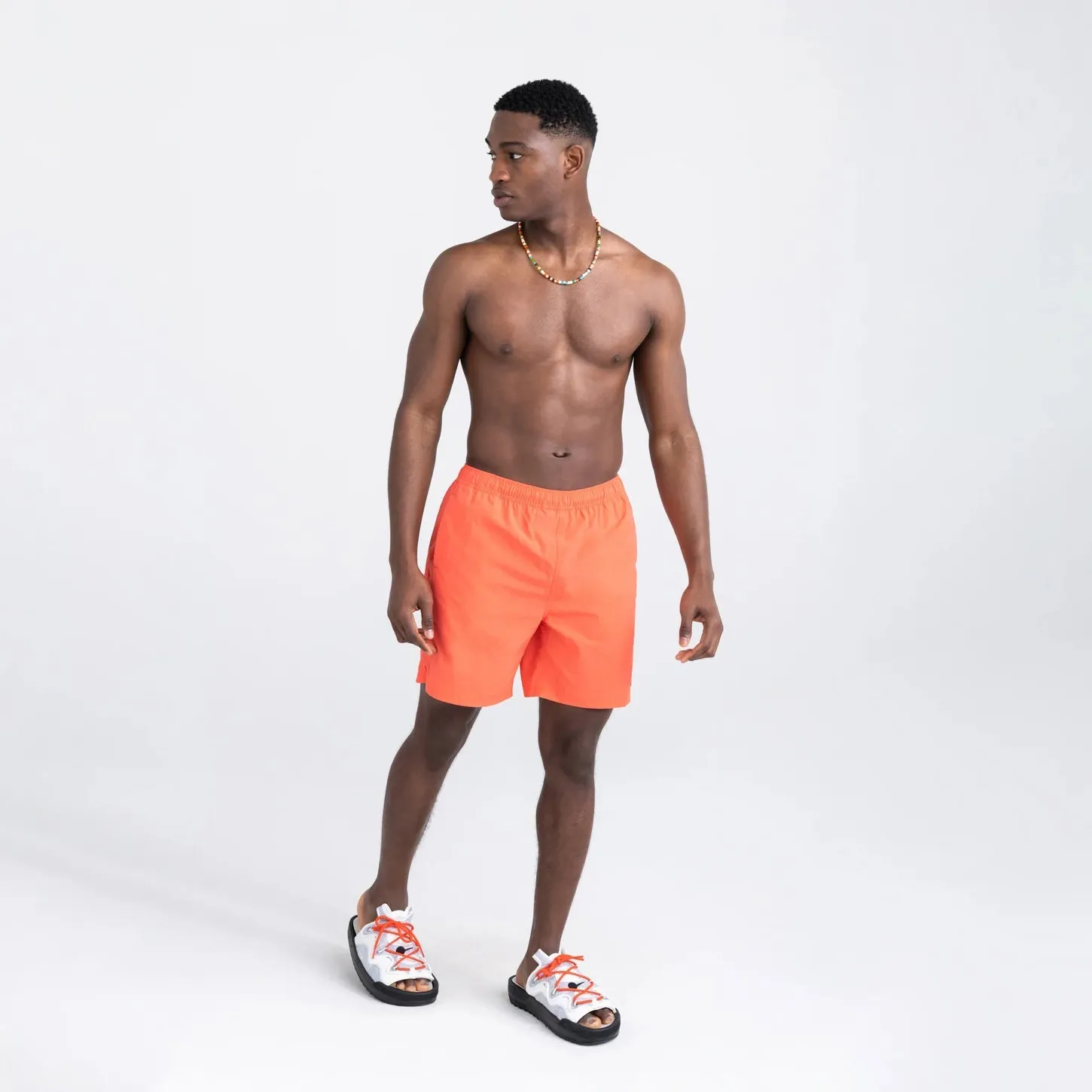Saxx Mens Go Coastal Classic Volley 7" Swim Short - Hot Coral