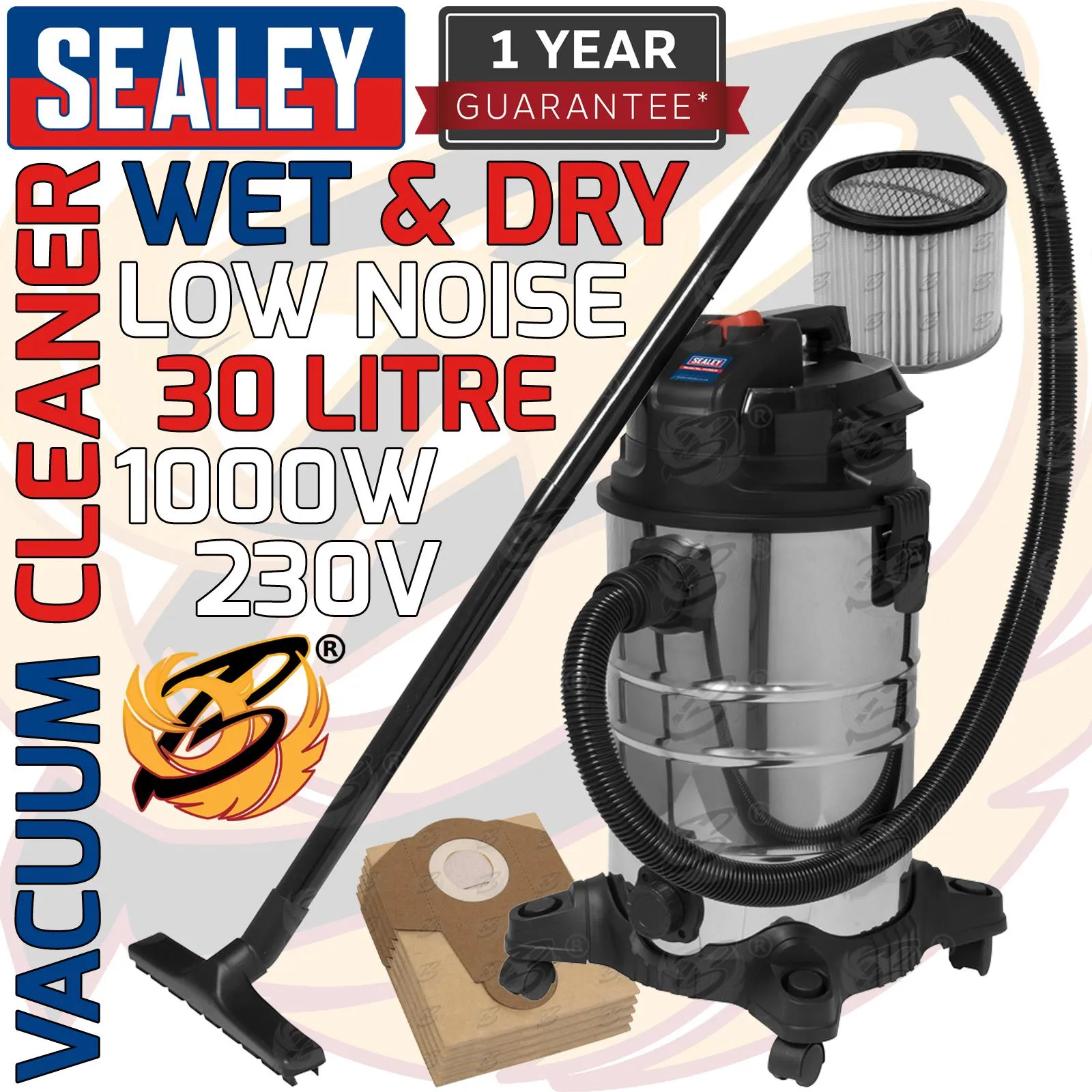 SEALEY 30L WET & DRY VACUUM CLEANER 1000W 230V