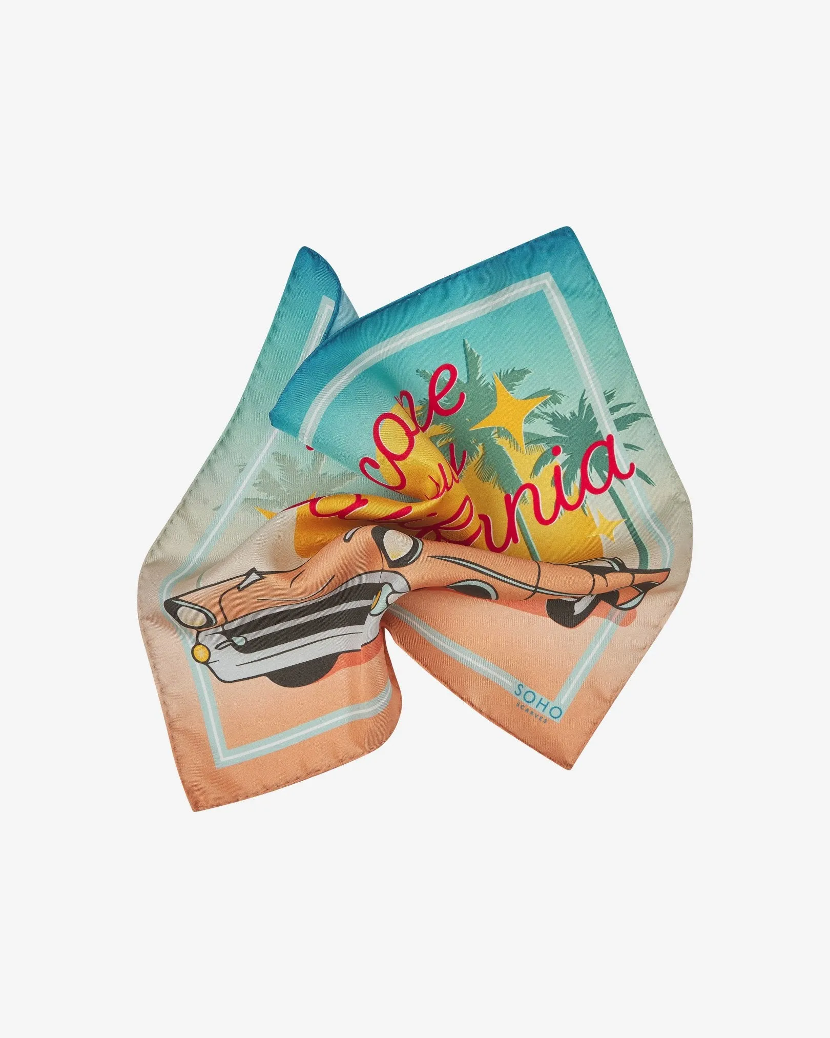 Silk 1950's Pocket Square - Sunset Ride Pink