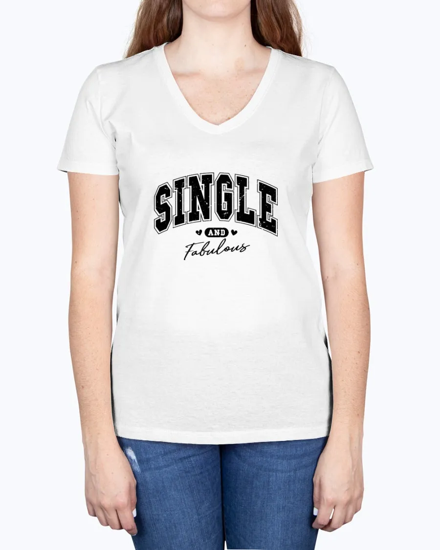 Single Fabulous - Ladies V-neck T-Shirt