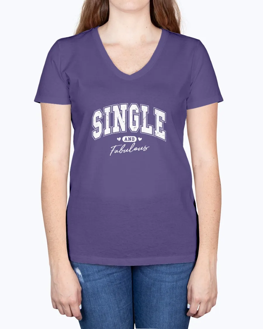 Single Fabulous - Ladies V-neck T-Shirt