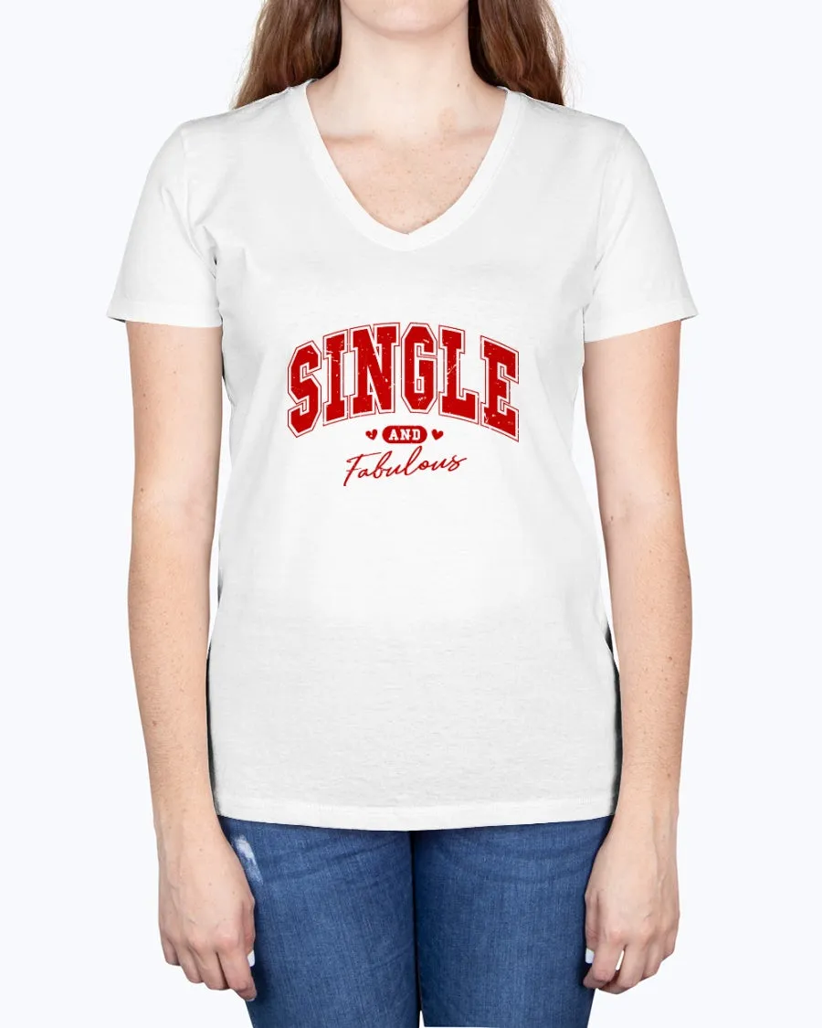 Single Fabulous - Ladies V-neck T-Shirt