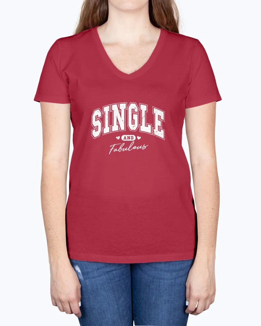 Single Fabulous - Ladies V-neck T-Shirt