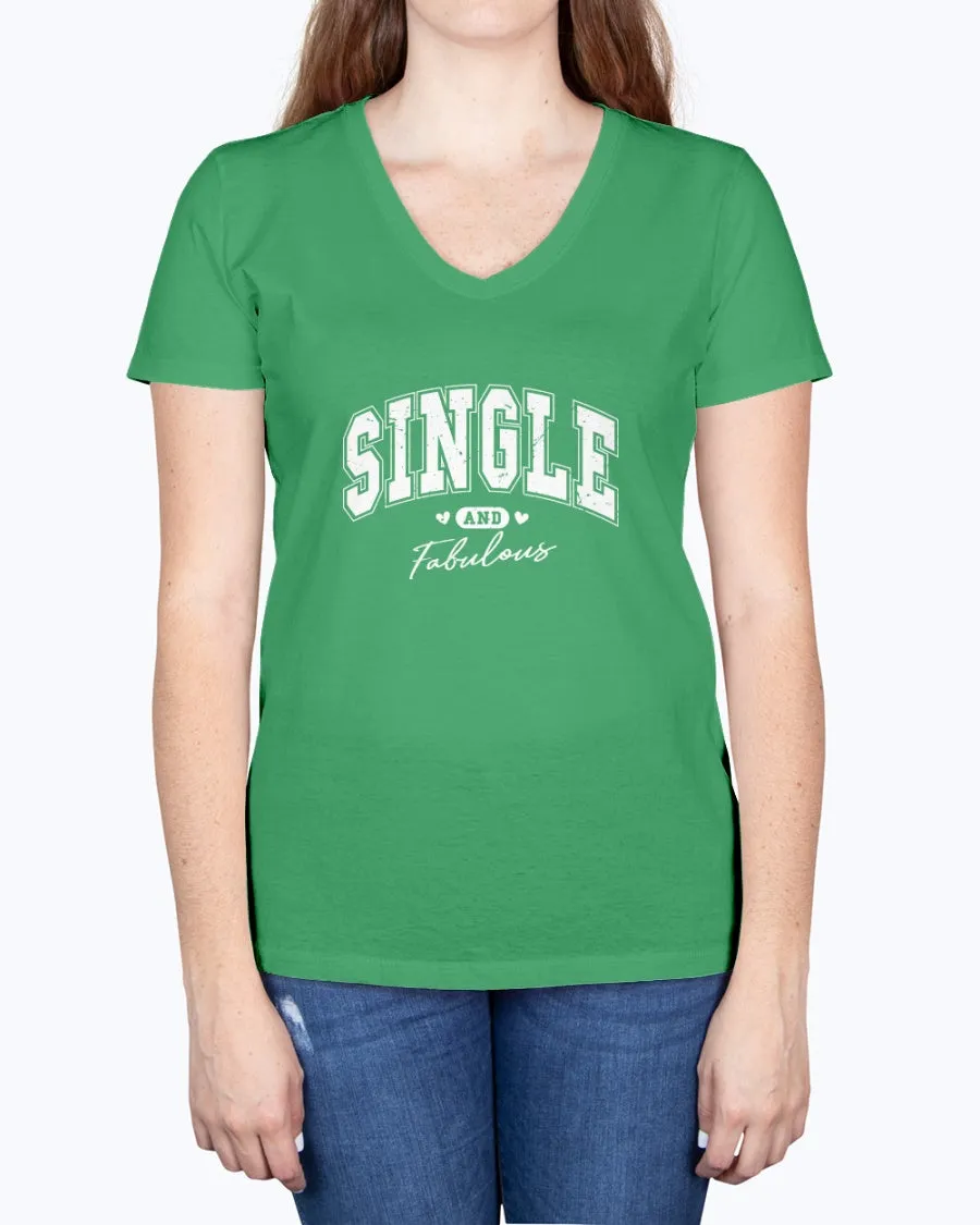 Single Fabulous - Ladies V-neck T-Shirt