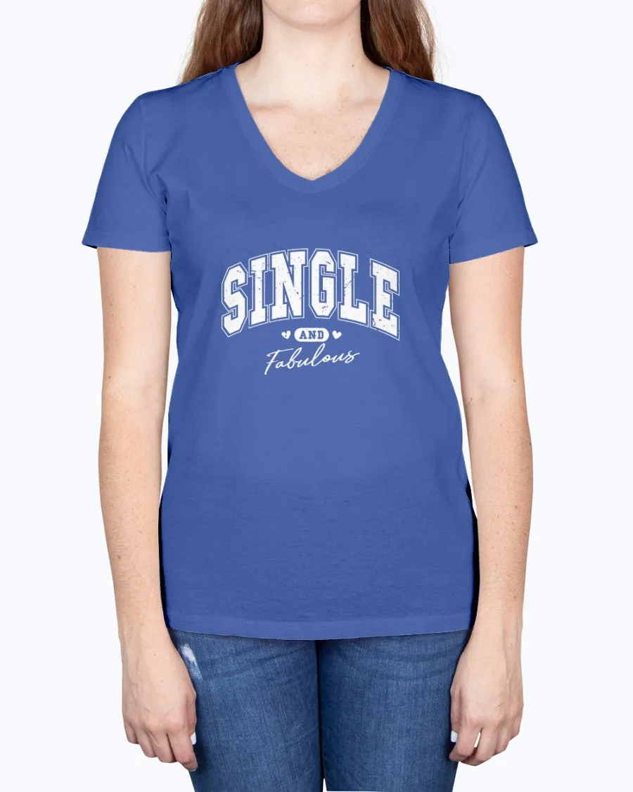 Single Fabulous - Ladies V-neck T-Shirt