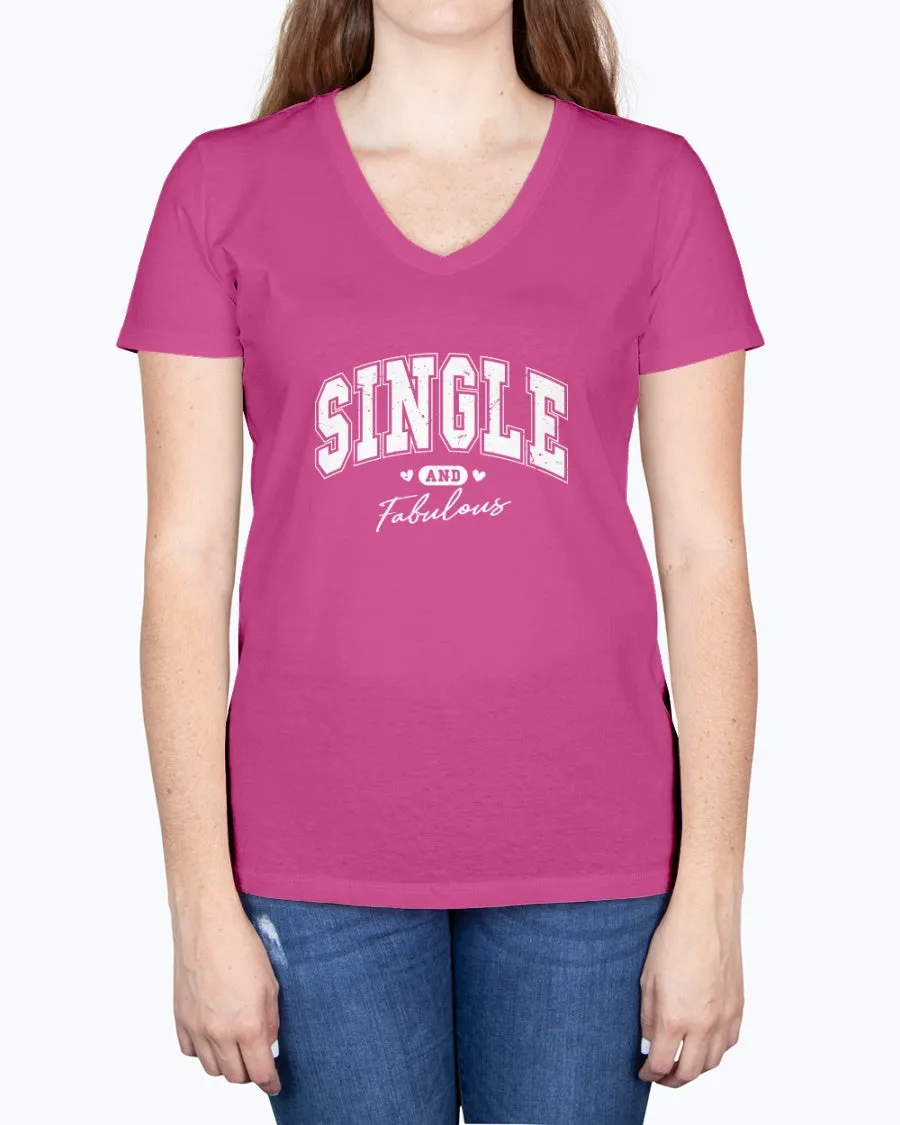 Single Fabulous - Ladies V-neck T-Shirt