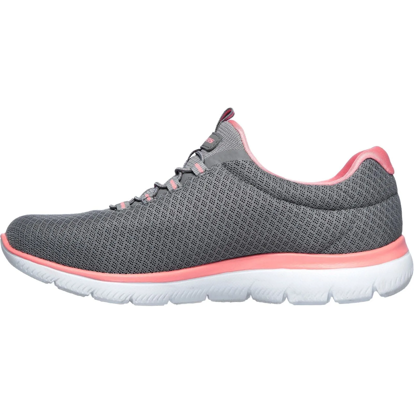 Skechers 12980 Summits Slip-On-Sport-Sneakers für Damen, weite Passform, Grau/Pink