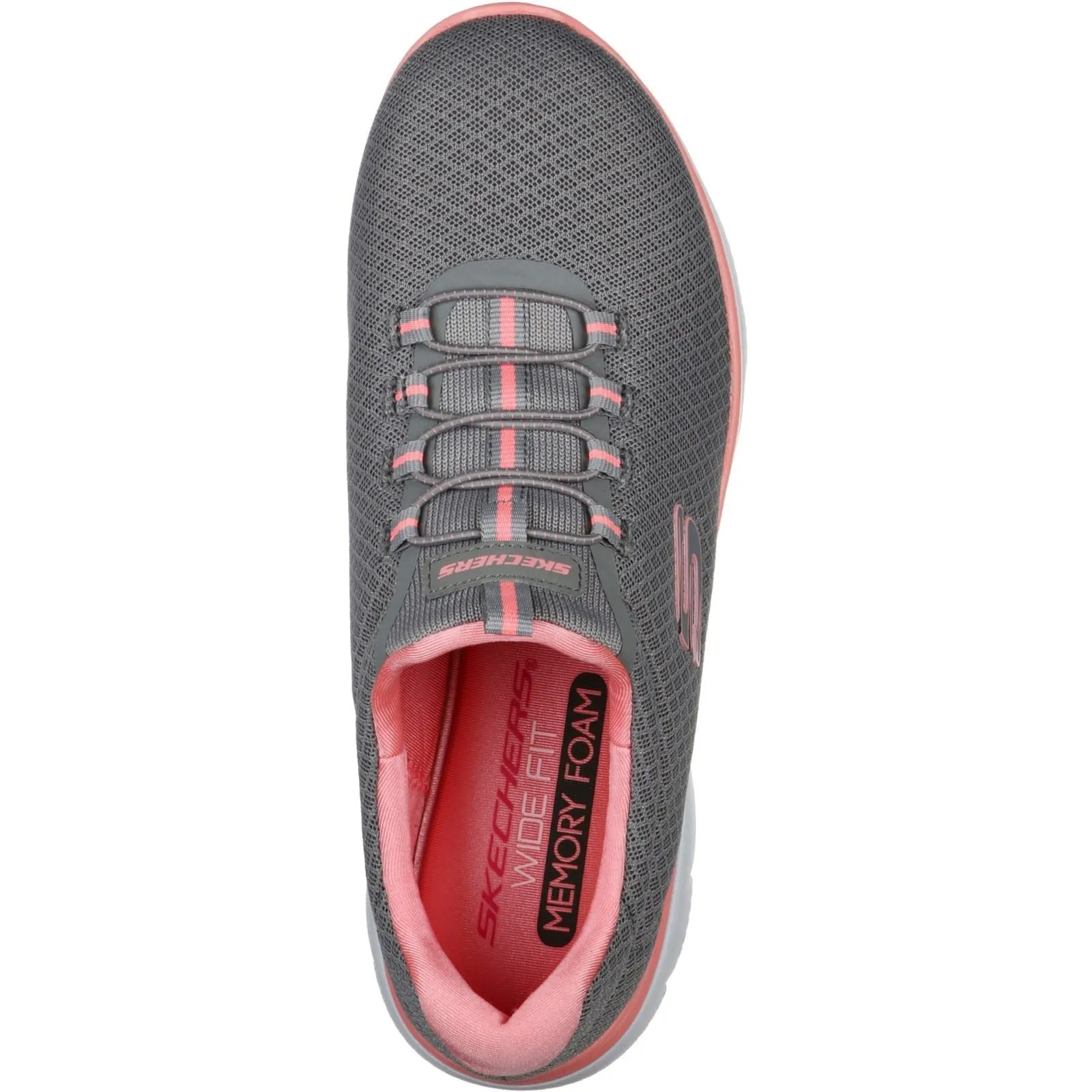 Skechers 12980 Summits Slip-On-Sport-Sneakers für Damen, weite Passform, Grau/Pink
