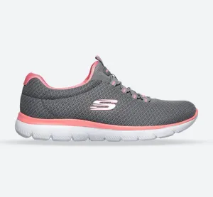 Skechers 12980 Summits Slip-On-Sport-Sneakers für Damen, weite Passform, Grau/Pink