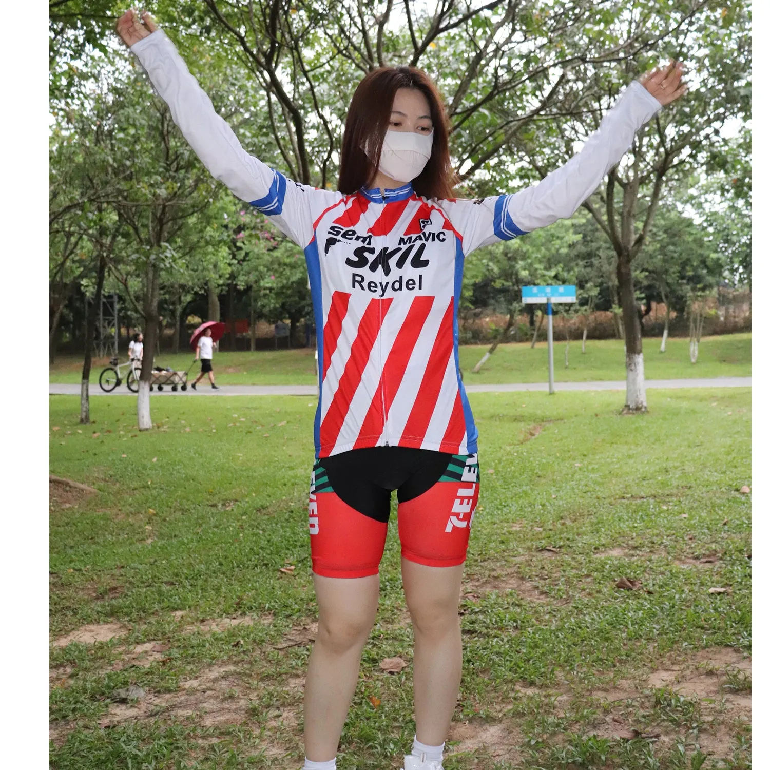 Skil Reydel Sem Mavic Red Stripe Vintage Long Sleeve Cycling Jersey Top