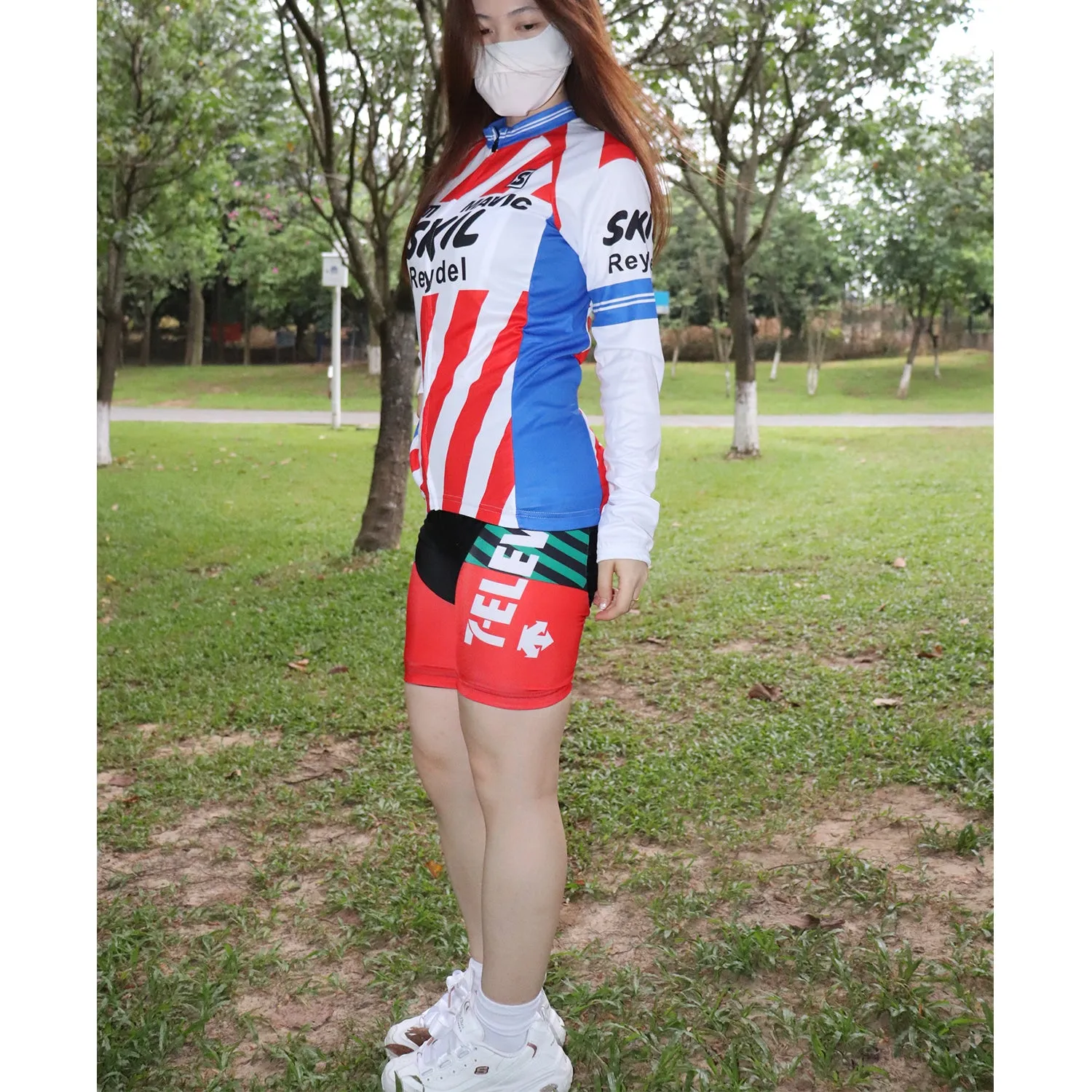 Skil Reydel Sem Mavic Red Stripe Vintage Long Sleeve Cycling Jersey Top