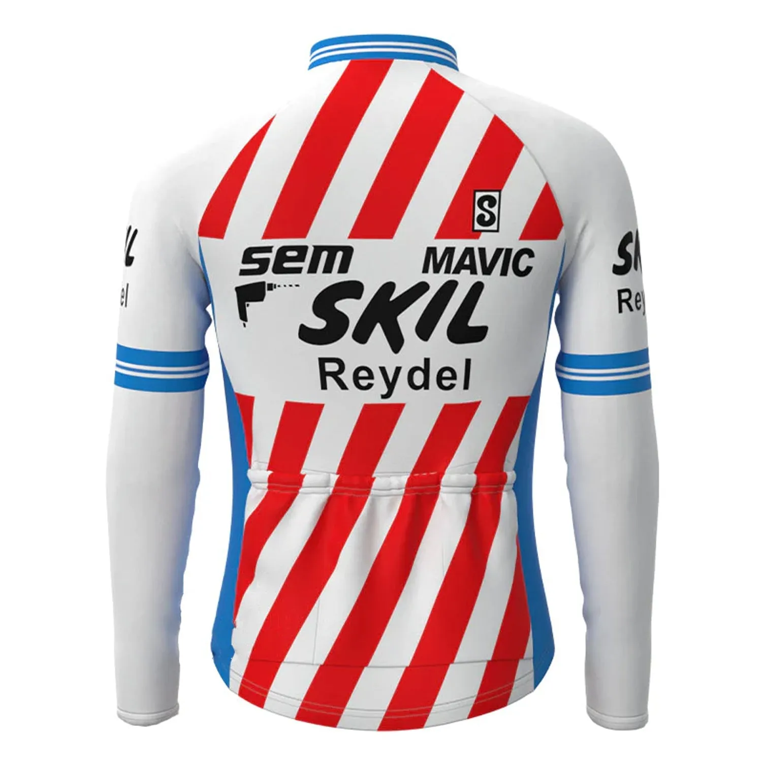 Skil Reydel Sem Mavic Red Stripe Vintage Long Sleeve Cycling Jersey Top