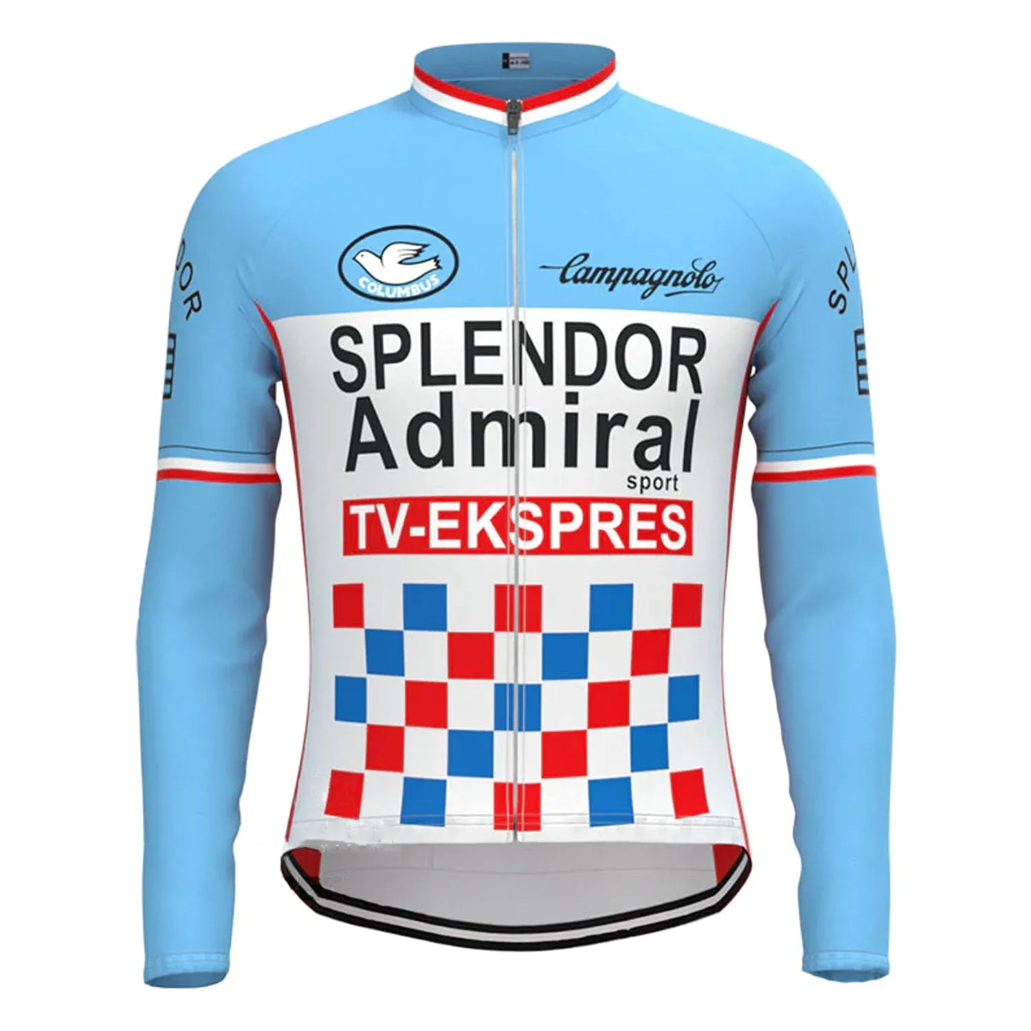 SPLENDOR Blue Vintage Long Sleeve Cycling Jersey Top
