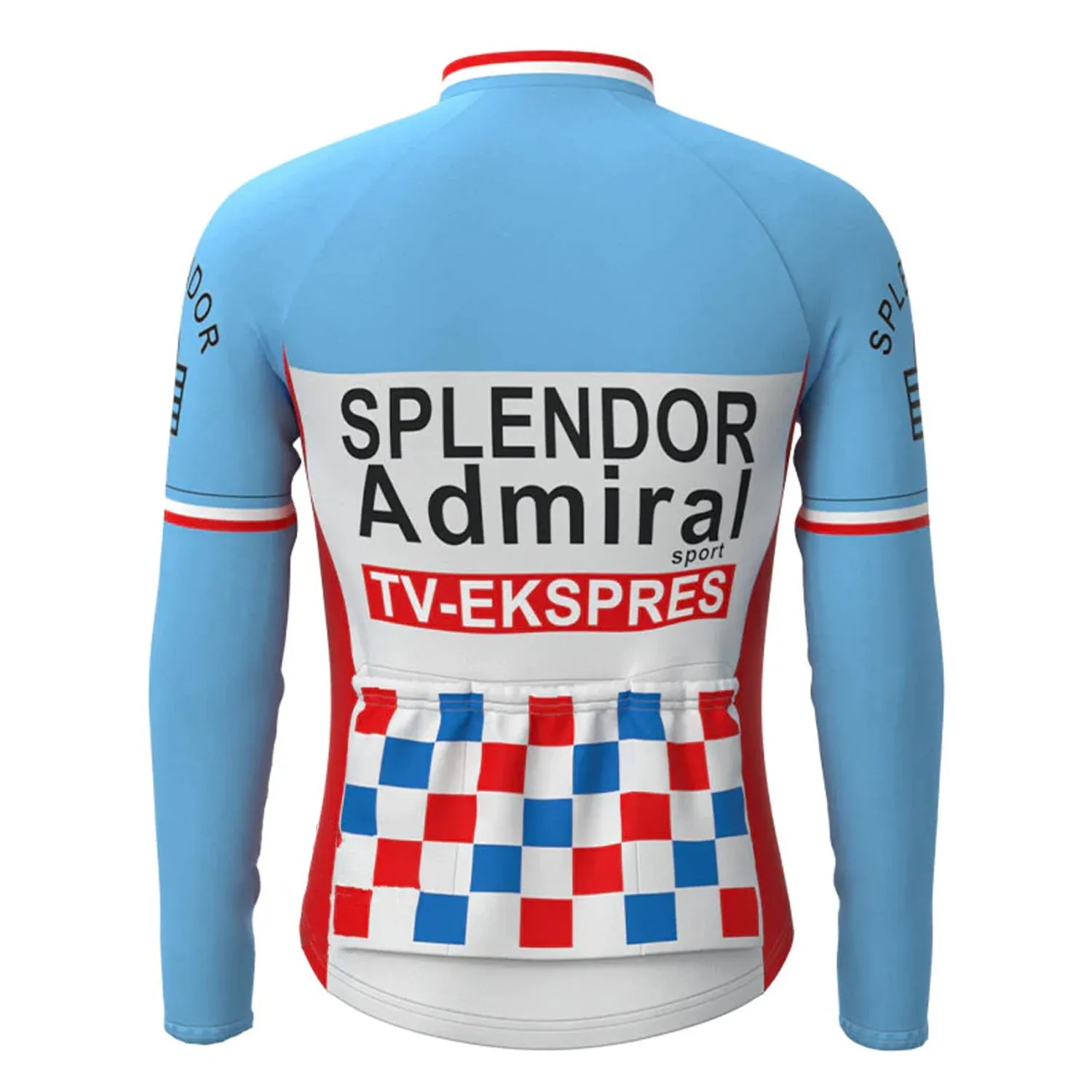 SPLENDOR Blue Vintage Long Sleeve Cycling Jersey Top