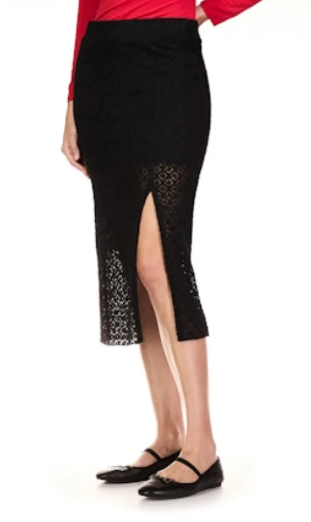 Stretch Lace Midi Skirt