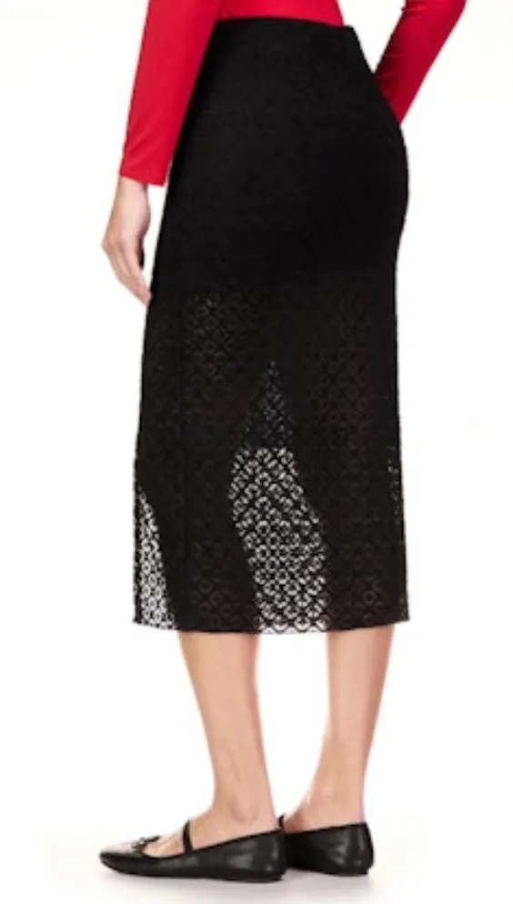 Stretch Lace Midi Skirt