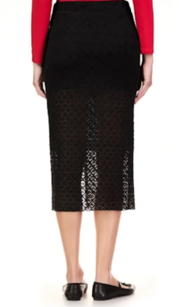 Stretch Lace Midi Skirt