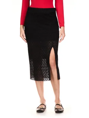 Stretch Lace Midi Skirt